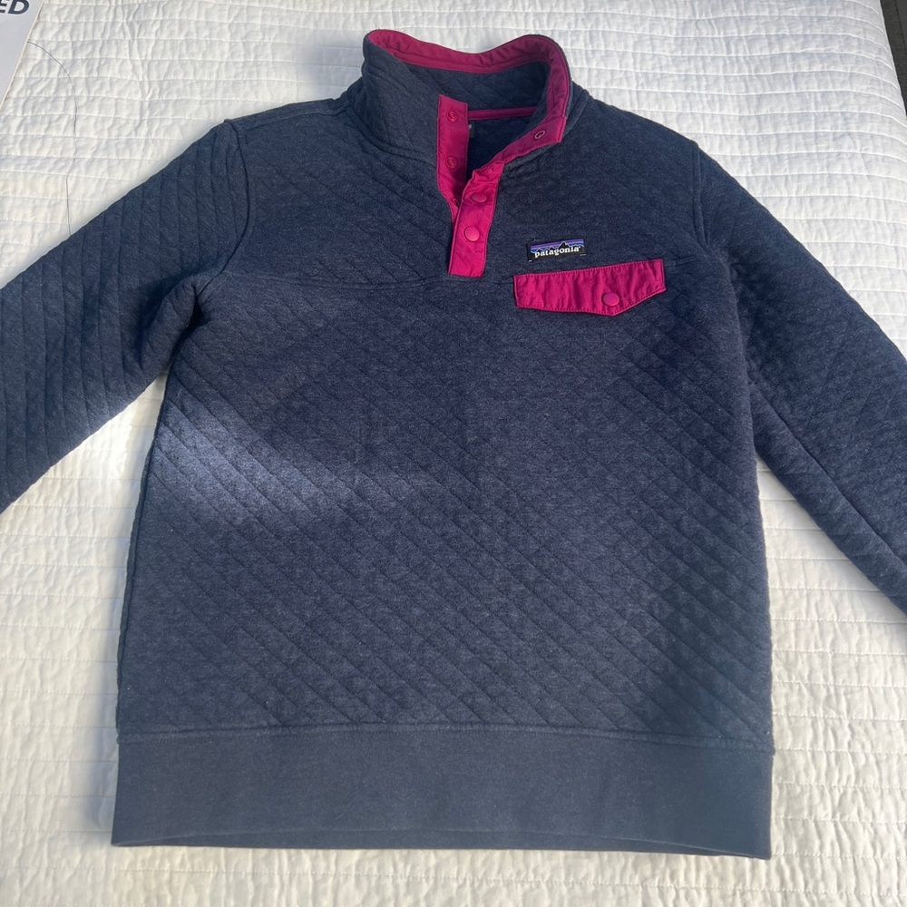 Patagonia Navy Blue and Pink Pullover